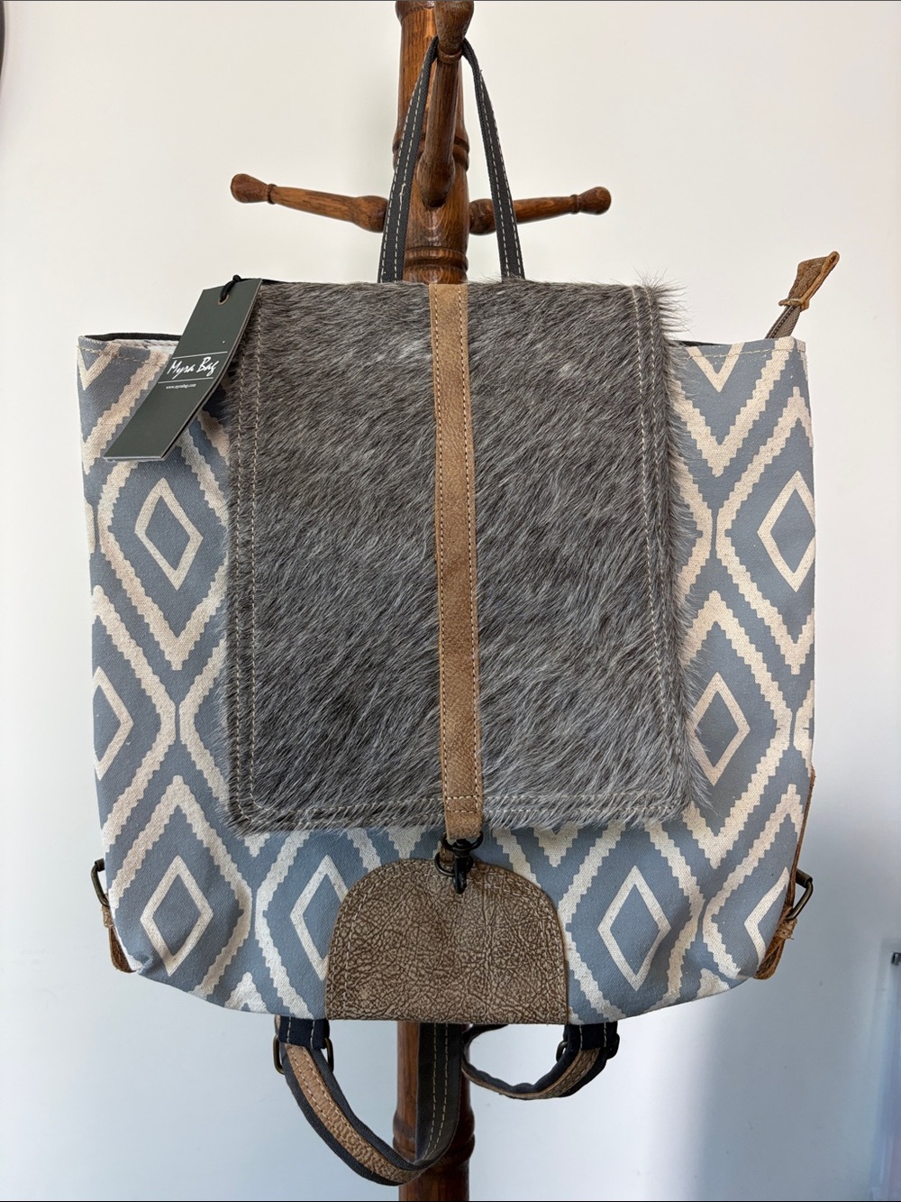 Myra Artist’s Inspiration Upcycled Canvas & Leather Backpack Bag S-1333